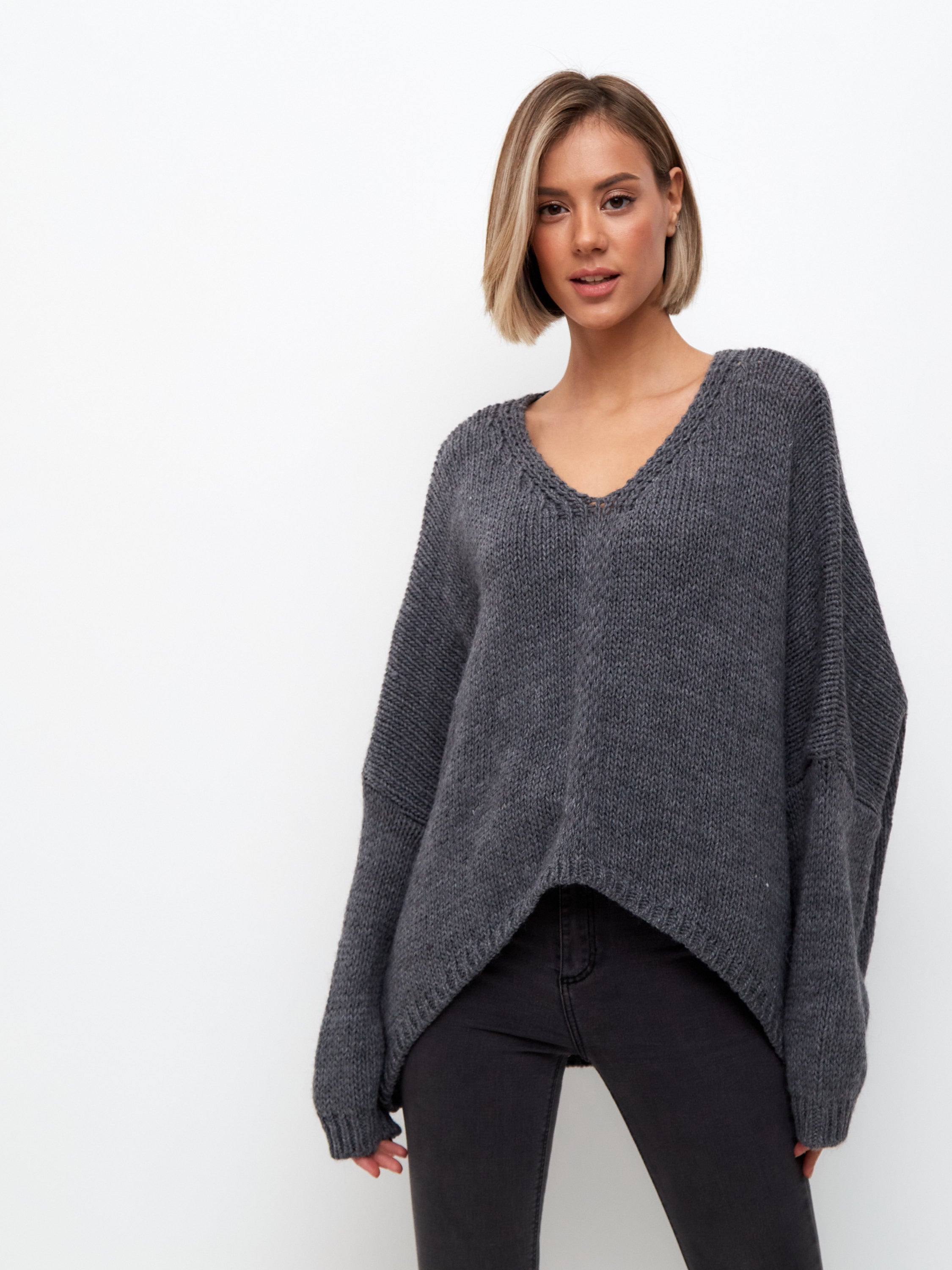 Damen Strickpullover One Size – Oversize Made in Italy