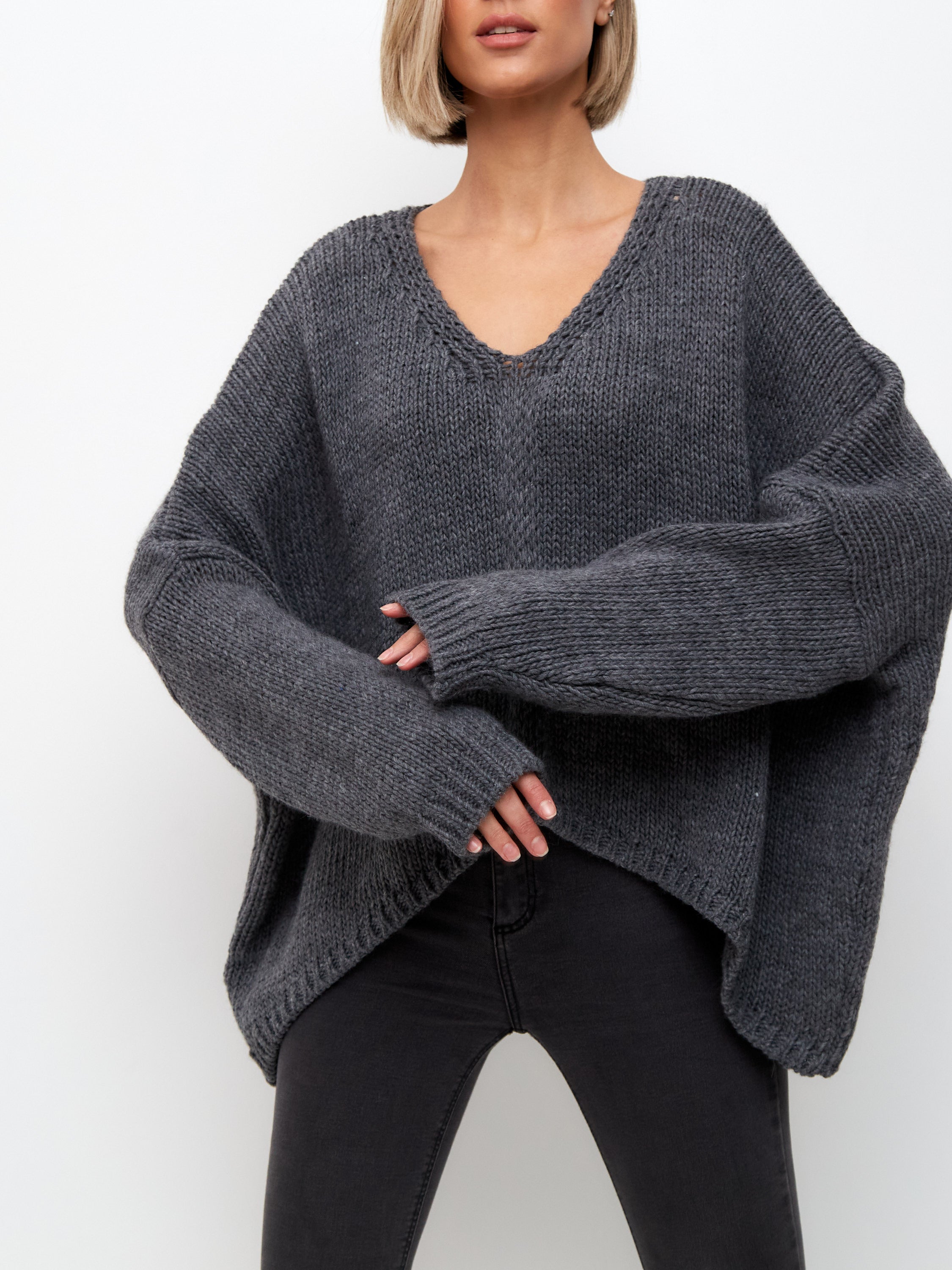 Damen Strickpullover One Size – Oversize Made in Italy