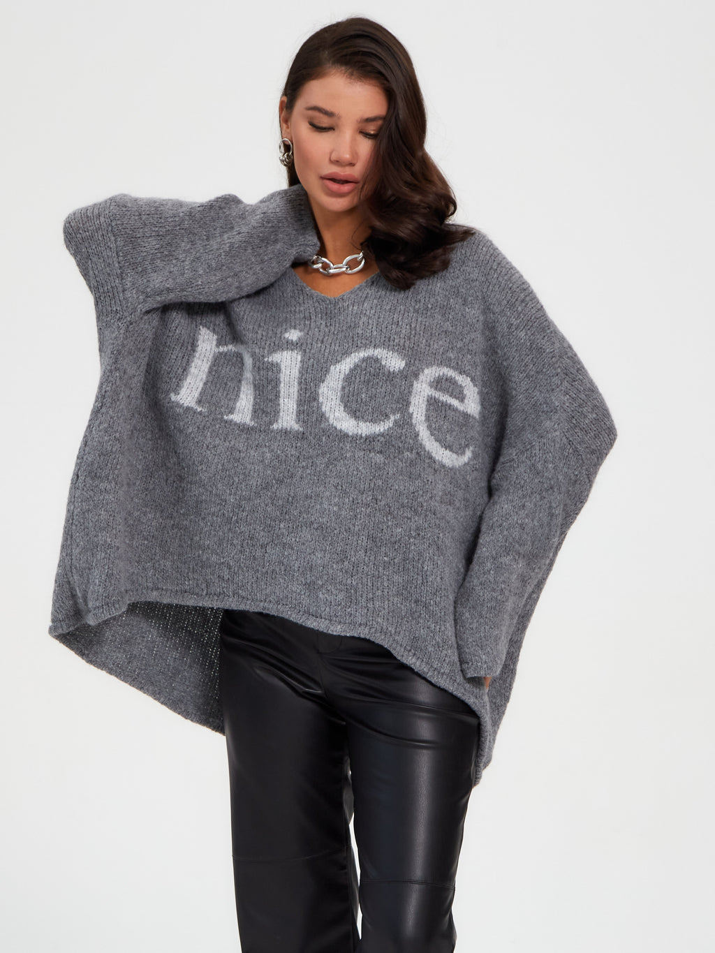 Damen Strickpullover One Size – Oversize Made in Italy