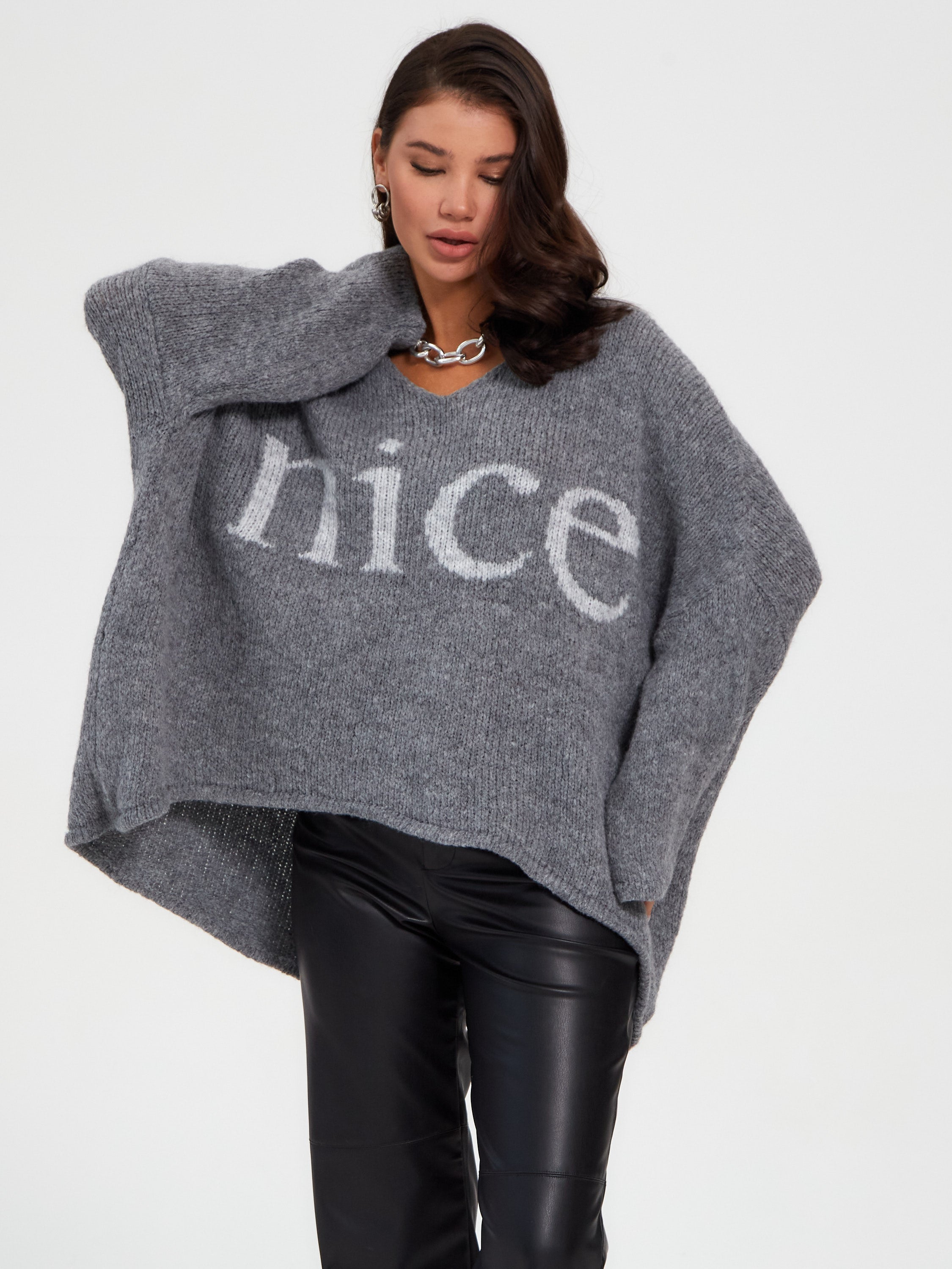 Damen Strickpullover One Size – Oversize Made in Italy