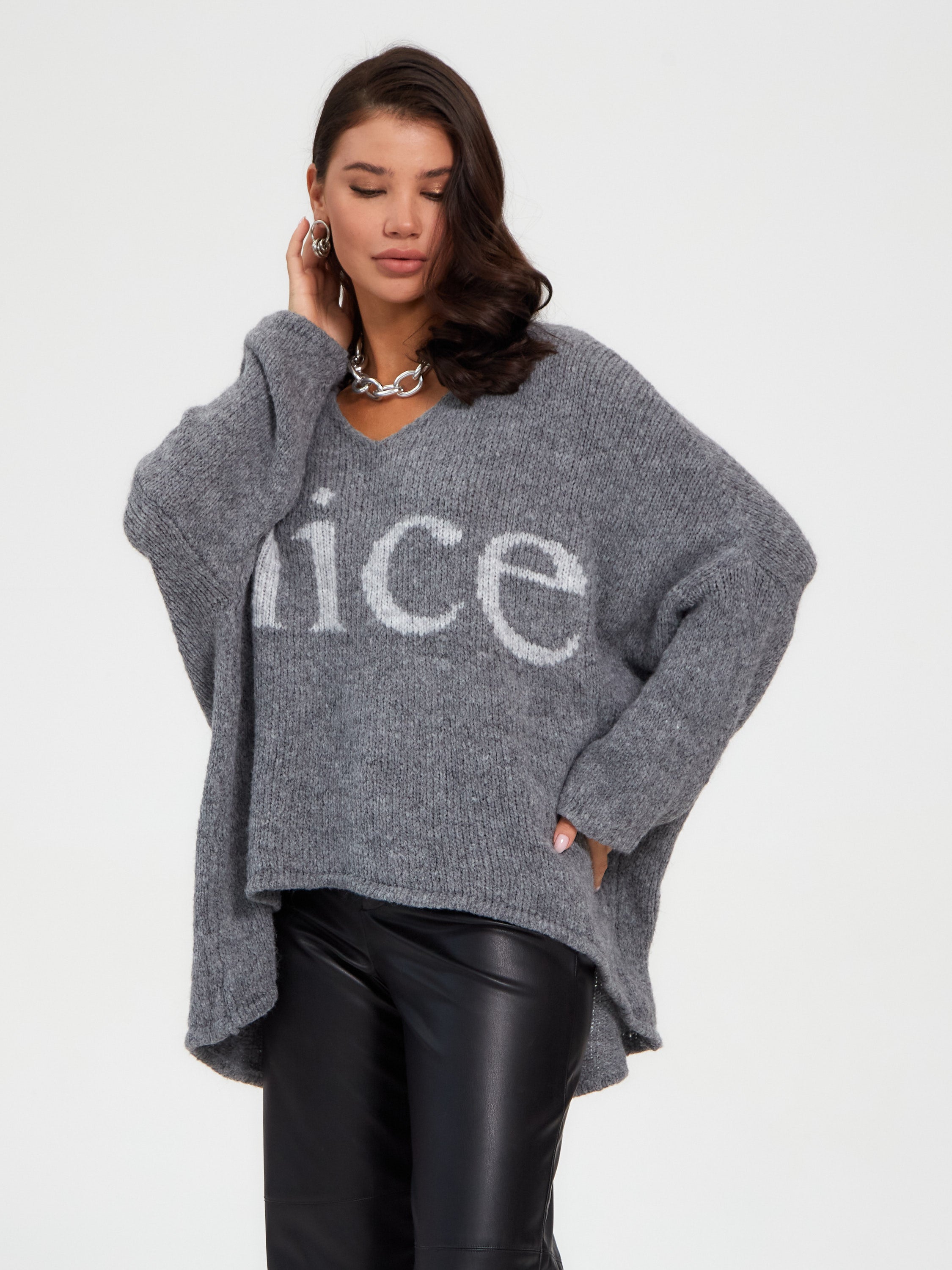 Damen Strickpullover One Size – Oversize Made in Italy