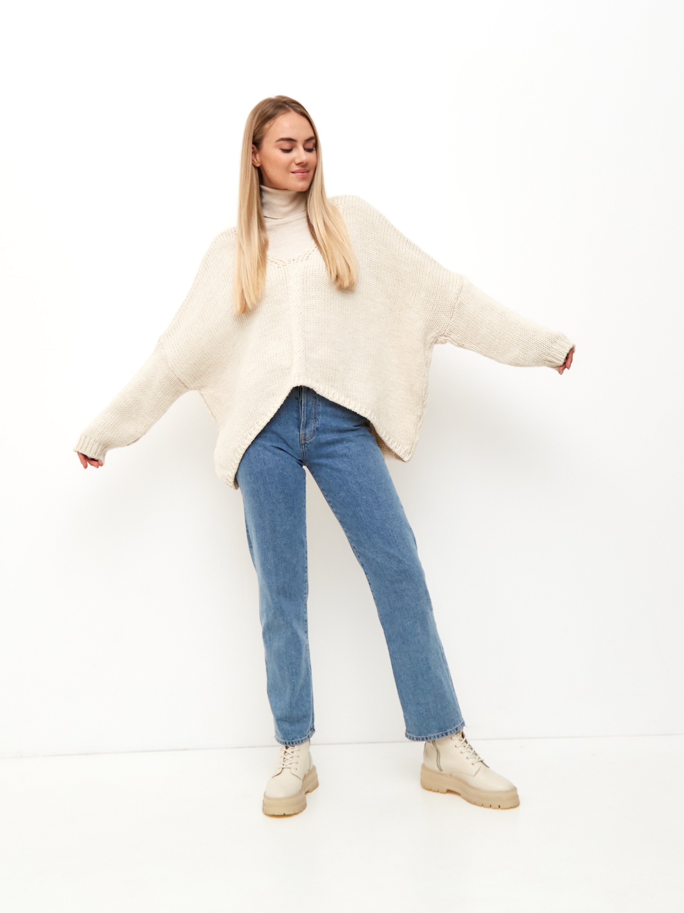 Damen Strickpullover One Size – Oversize Made in Italy