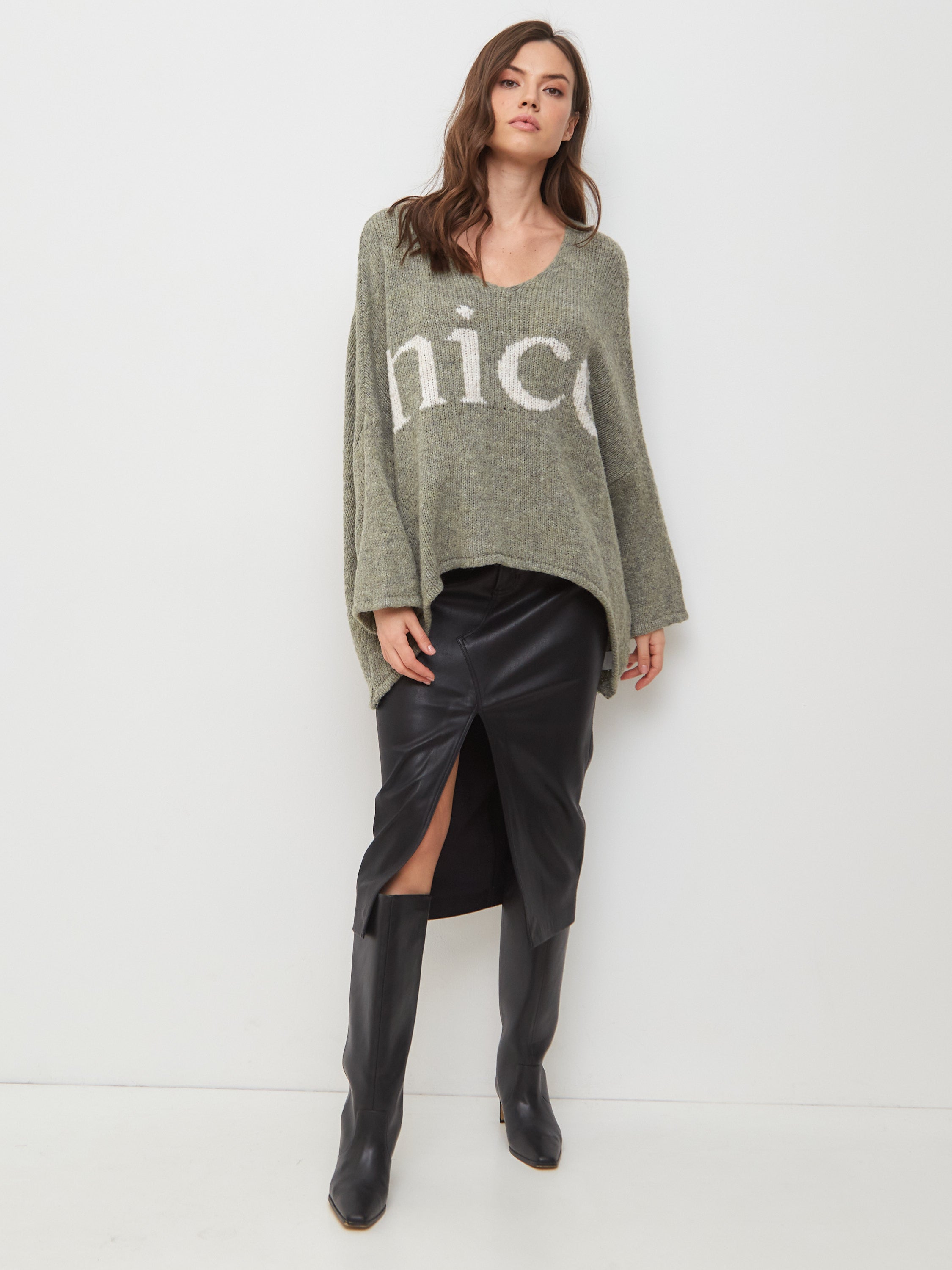 Damen Strickpullover One Size – Oversize Made in Italy