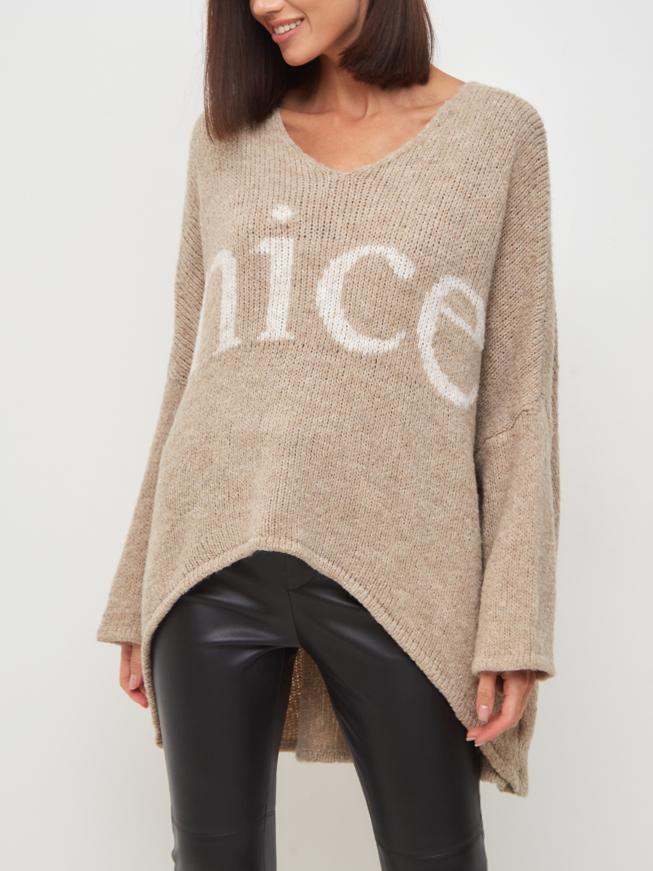 Damen Strickpullover One Size – Oversize Made in Italy