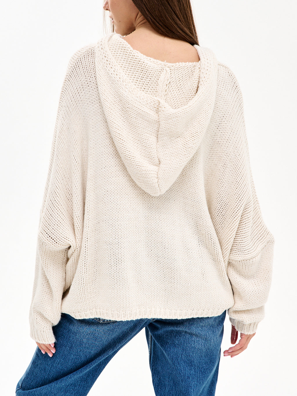Damen Strickpullover mit Kapuze One Size – Oversize Made in Italy