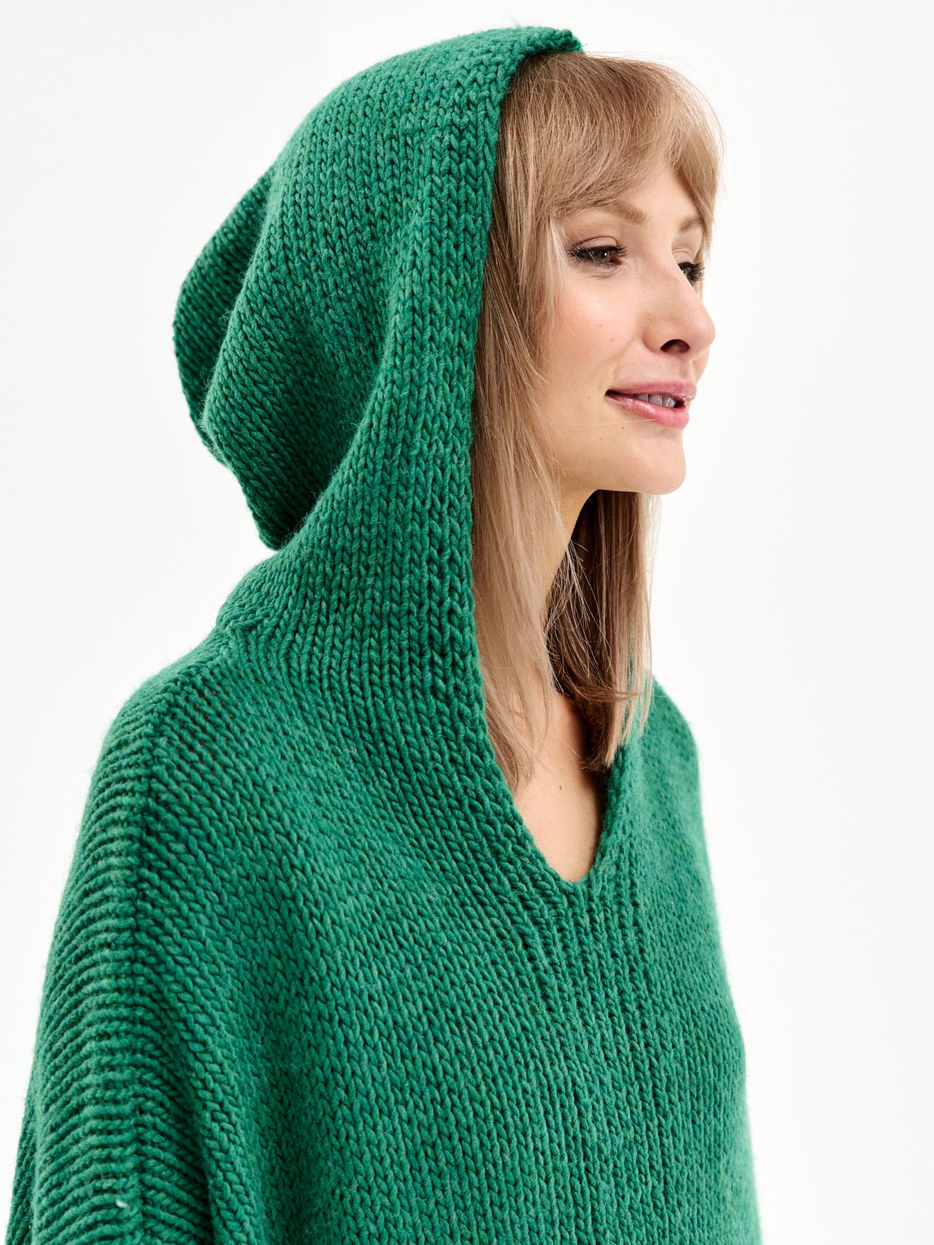 Damen Strickpullover mit Kapuze One Size – Oversize Made in Italy