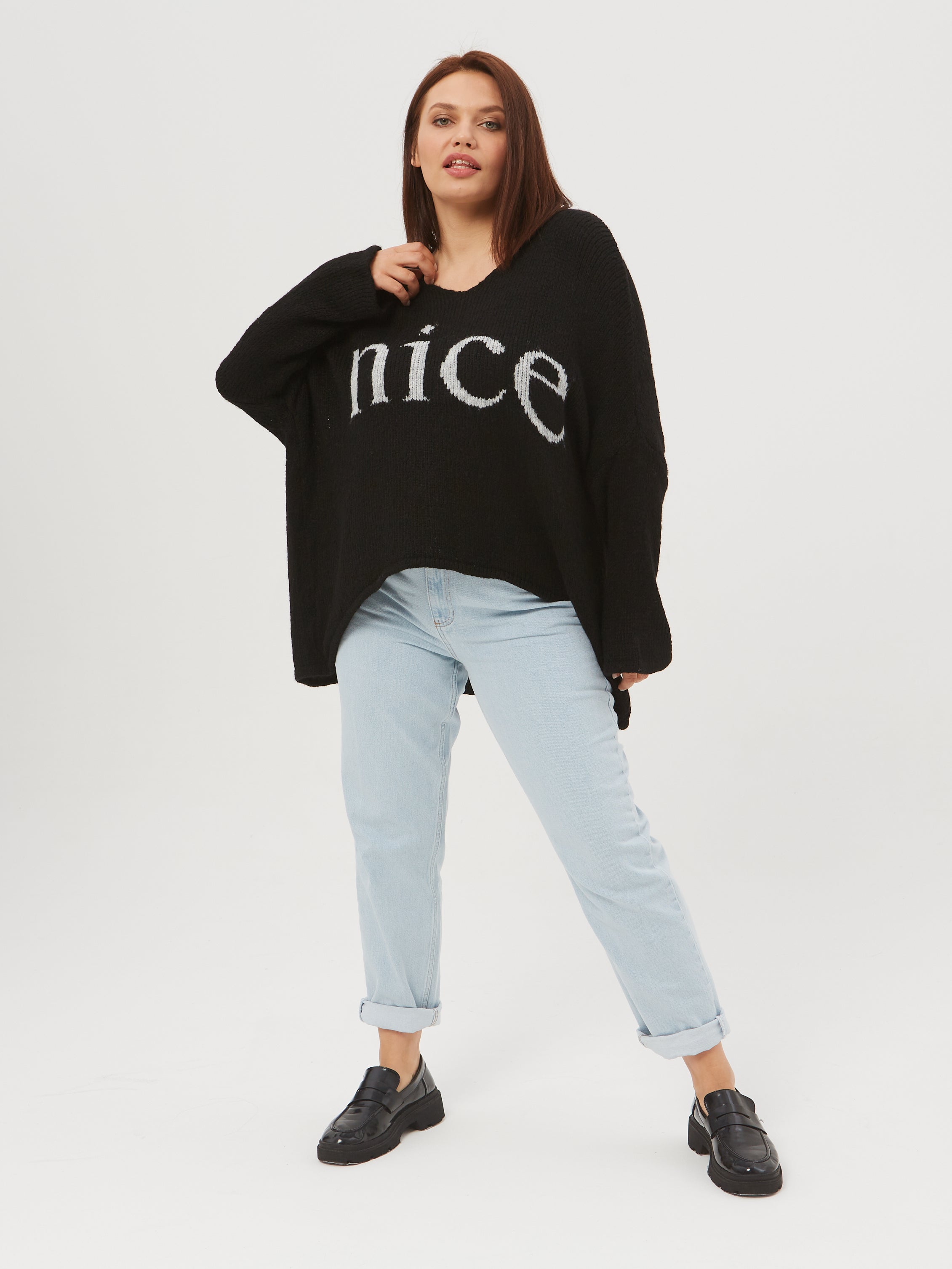 Damen Strickpullover One Size – Oversize Made in Italy